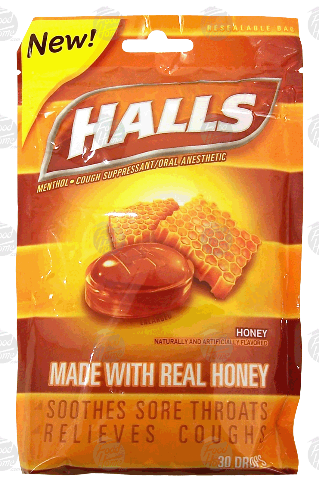 Halls  menthol cough suppressant/oral anesthetic, honey Full-Size Picture